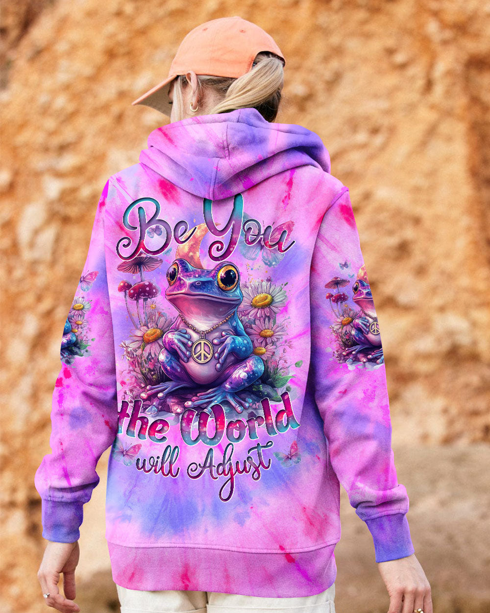 BE YOU THE WORLD WILL ADJUST FROG TIE DYE ALL OVER PRINT - TYTD1301252