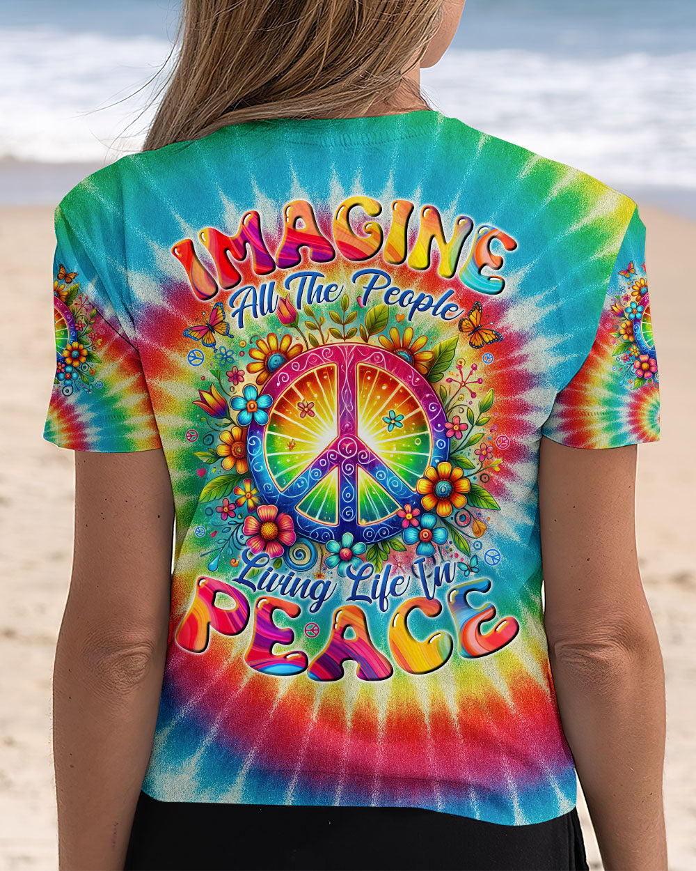 IMAGINE ALL THE PEOPLE LIVING LIFE IN PEACE TIE DYE ALL OVER PRINT - TYTD1704253