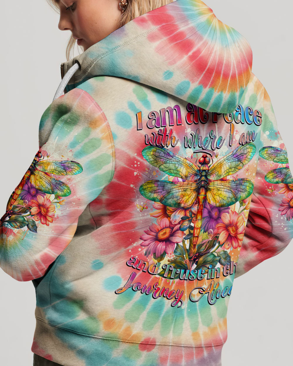 I AM AT PEACE DRAGONFLY TIE DYE ALL OVER PRINT - TYTD1803241