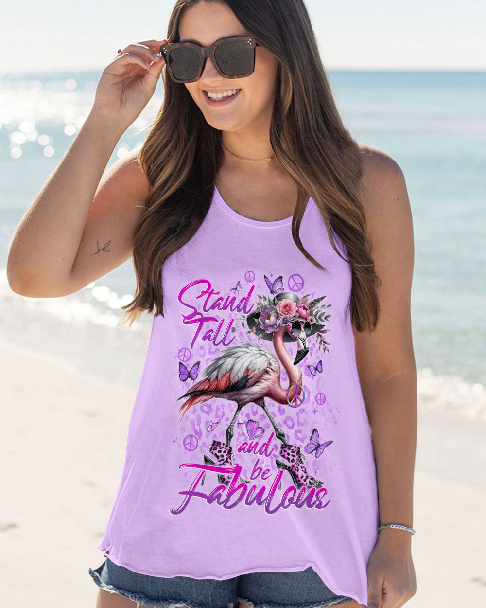 STAND TALL AND BE FABULOUS FLAMINGO ALL OVER PRINT - TYTD2006241