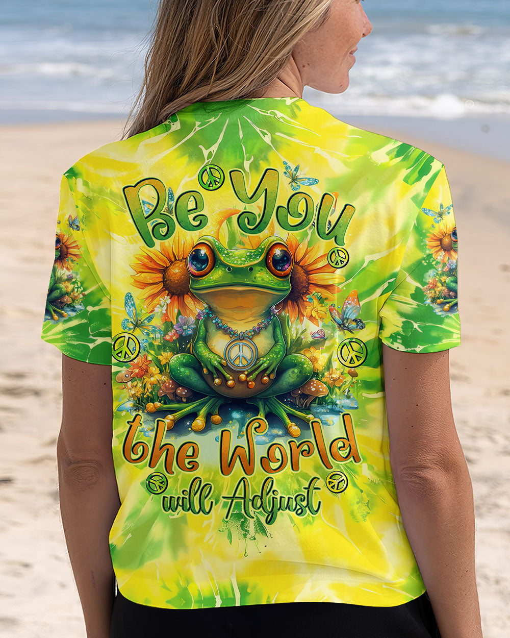 BE YOU THE WORLD WILL ADJUST FROG TIE DYE ALL OVER PRINT - TYTD2101252