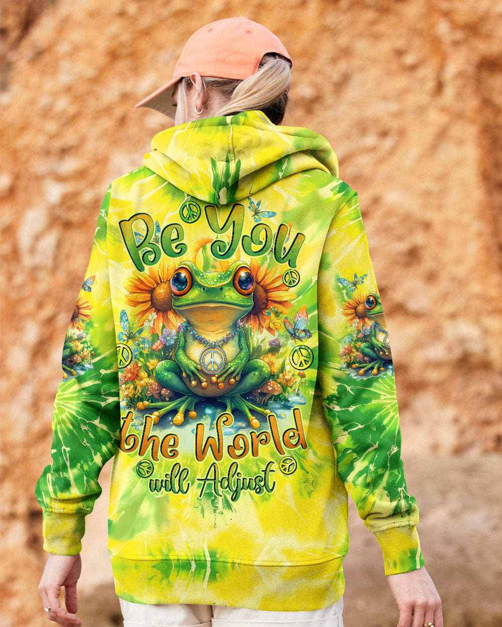 BE YOU THE WORLD WILL ADJUST FROG TIE DYE ALL OVER PRINT - TYTD2101252