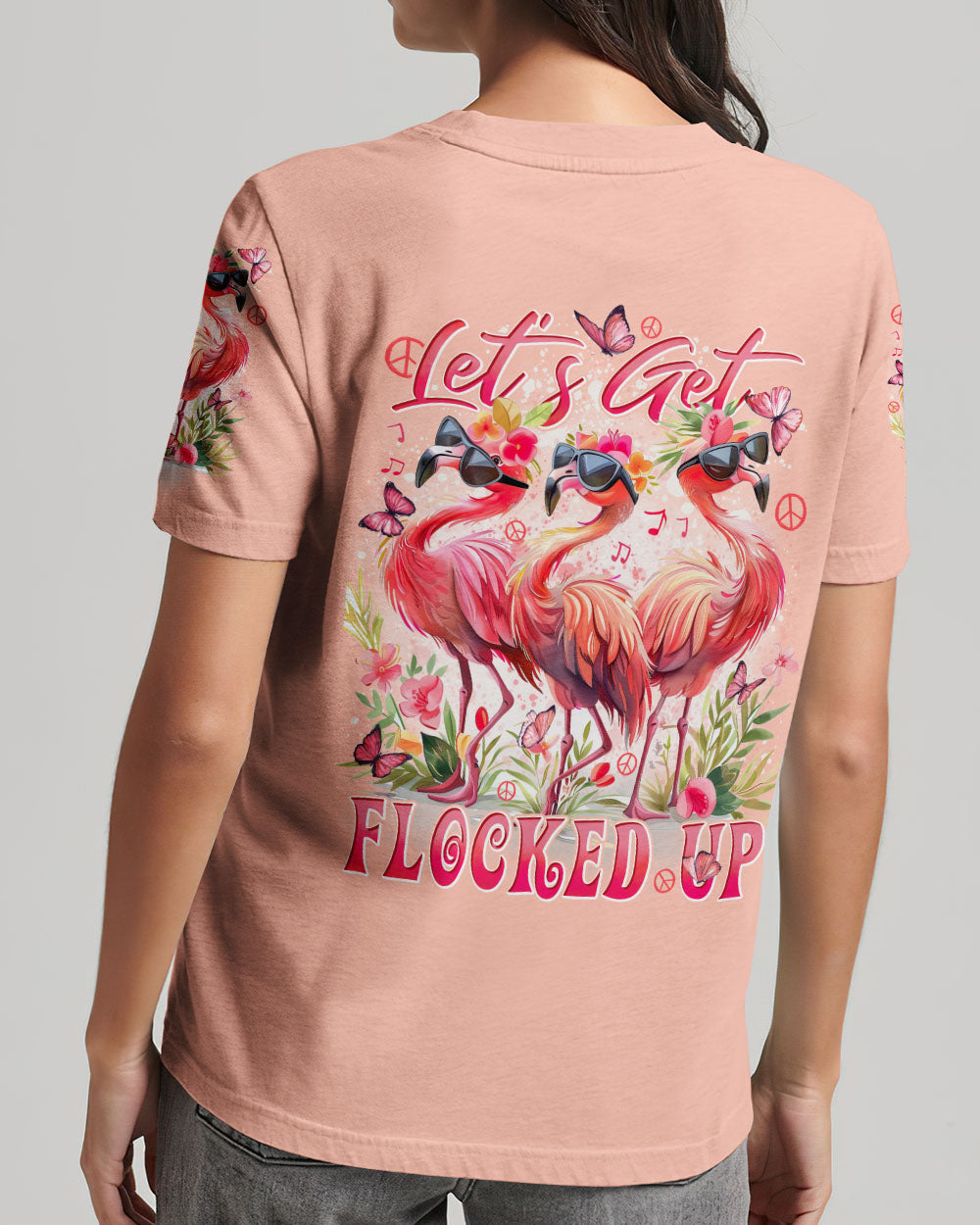 LET'S GET FLOCKED UP FLAMINGO ALL OVER PRINT - TYTD2204241