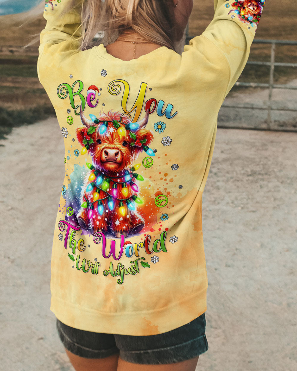 BE YOU THE WORLD WILL ADJUST CHRISTMAS COW ALL OVER PRINT - TYTD2210241