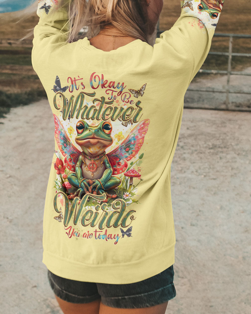 IT'S OKAY TO BE WHATEVER WEIRDO YOU ARE TODAY FROG ALL OVER PRINT - TYTD2303241