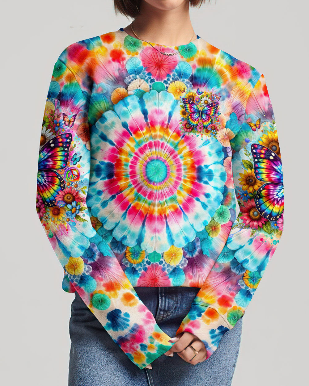 HAPPY MIND HAPPY LIFE BUTTERFLY TIE DYE ALL OVER PRINT - TYTD2401241