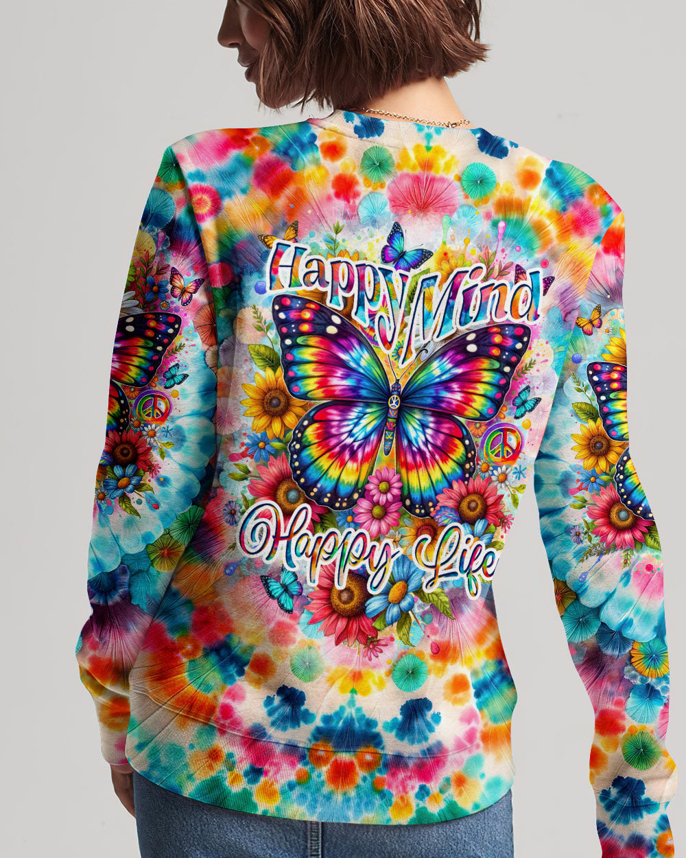 HAPPY MIND HAPPY LIFE BUTTERFLY TIE DYE ALL OVER PRINT - TYTD2401241