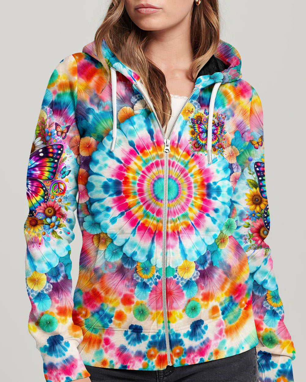 HAPPY MIND HAPPY LIFE BUTTERFLY TIE DYE ALL OVER PRINT - TYTD2401241