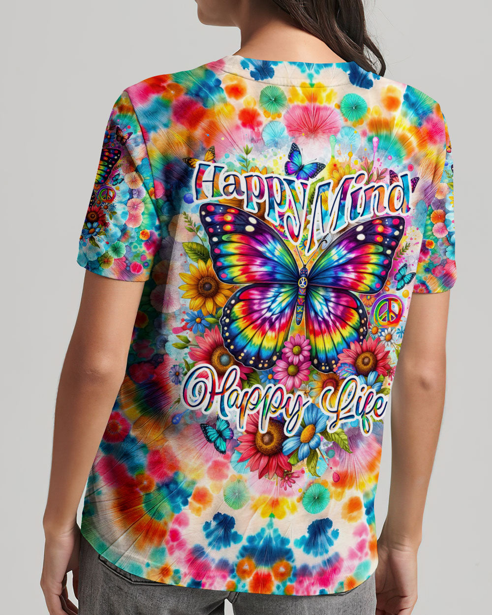 HAPPY MIND HAPPY LIFE BUTTERFLY TIE DYE ALL OVER PRINT - TYTD2401241