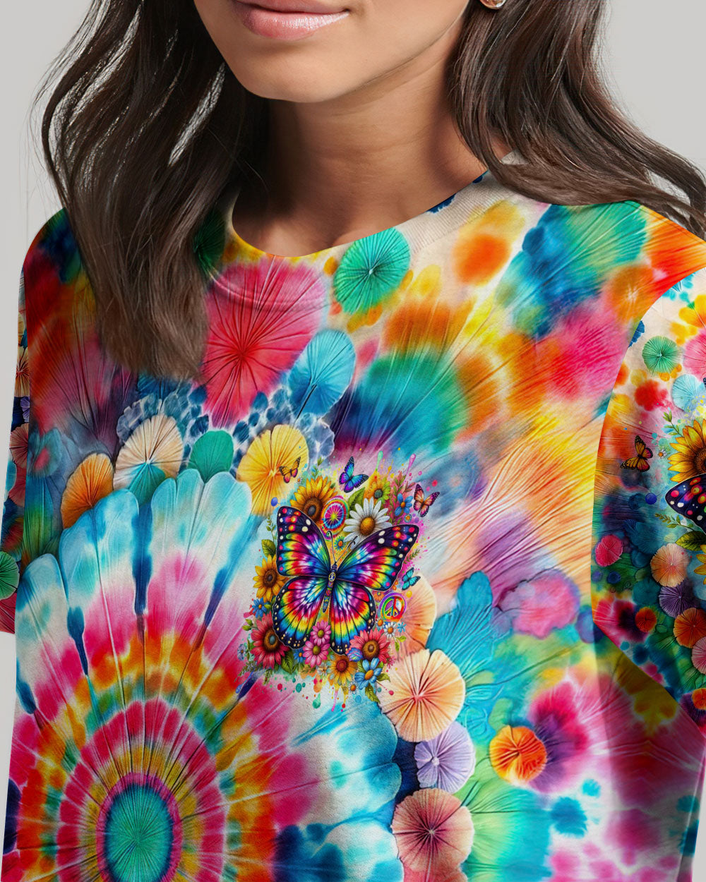 HAPPY MIND HAPPY LIFE BUTTERFLY TIE DYE ALL OVER PRINT - TYTD2401241