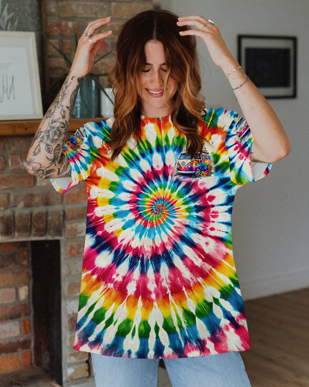 BE HIPPIE BE HAPPY ALL OVER PRINT - TYTD2403251