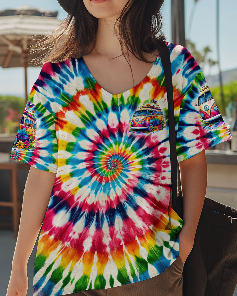 BE HIPPIE BE HAPPY ALL OVER PRINT - TYTD2403251