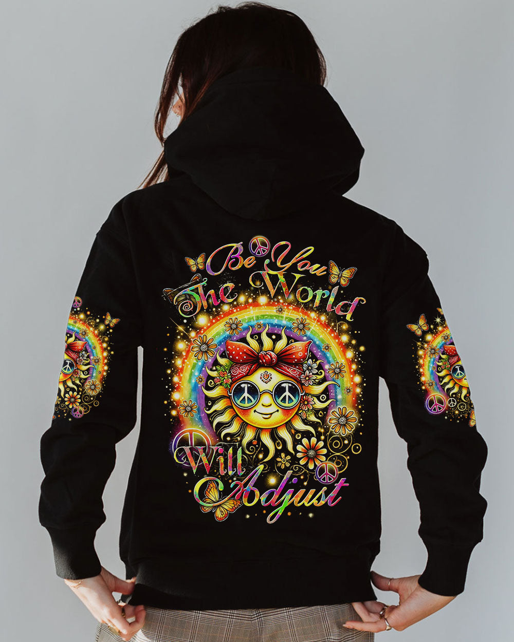 BE YOU THE WORLD WILL ADJUST HIPPIE SUN ALL OVER PRINT - TYTD2406242
