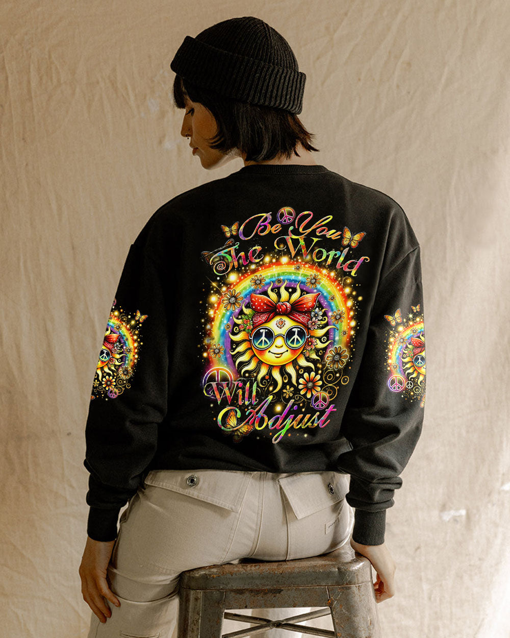 BE YOU THE WORLD WILL ADJUST HIPPIE SUN ALL OVER PRINT - TYTD2406242