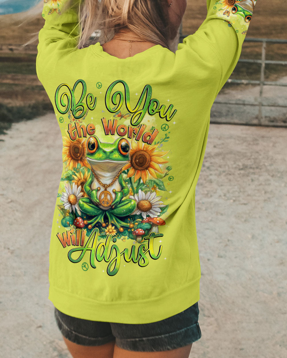 BE YOU THE WORLD WILL ADJUST FROG ALL OVER PRINT - TYTD2503252
