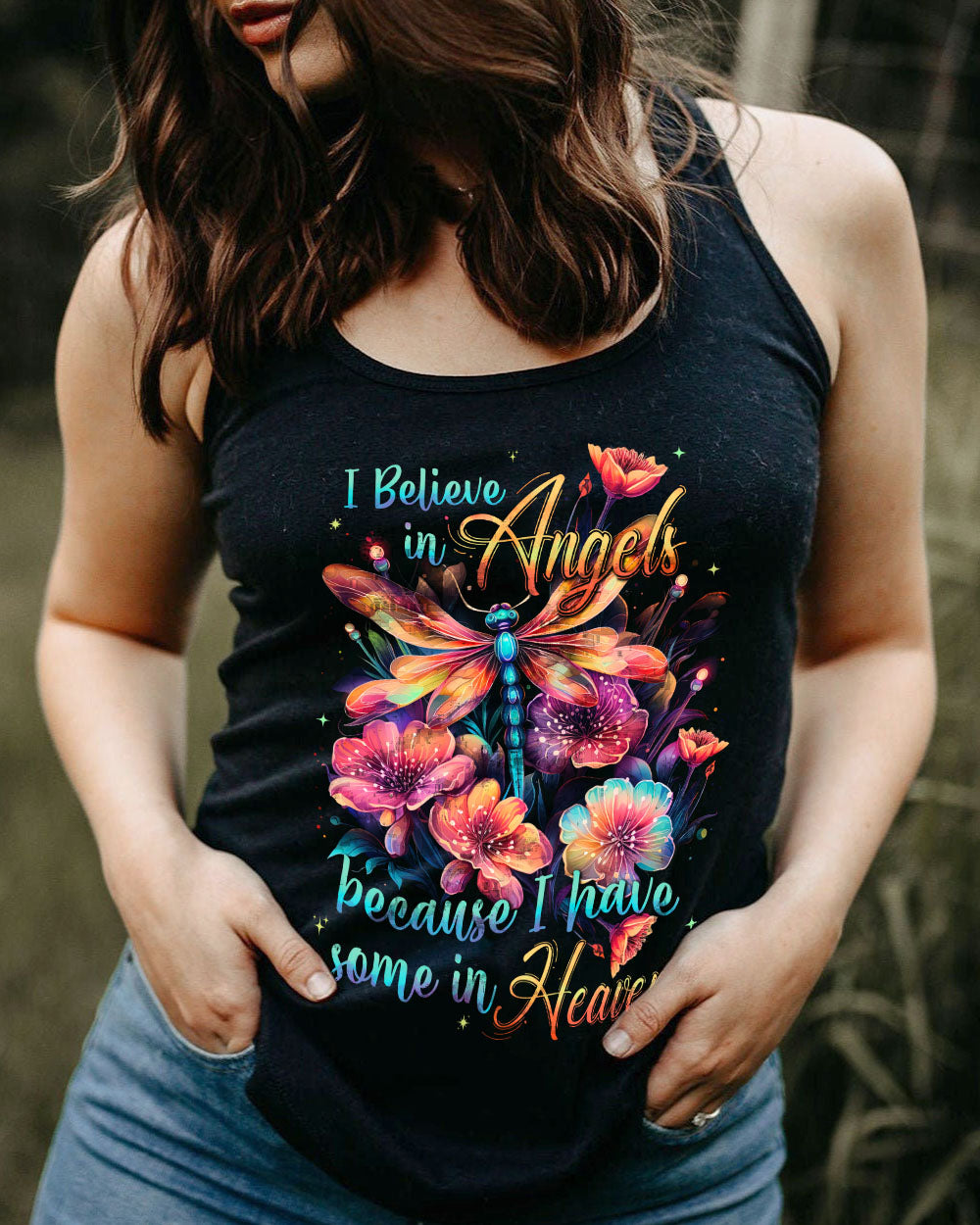 I BELIEVE IN ANGELS DRAGONFLY ALL OVER PRINT - TYTD2602241