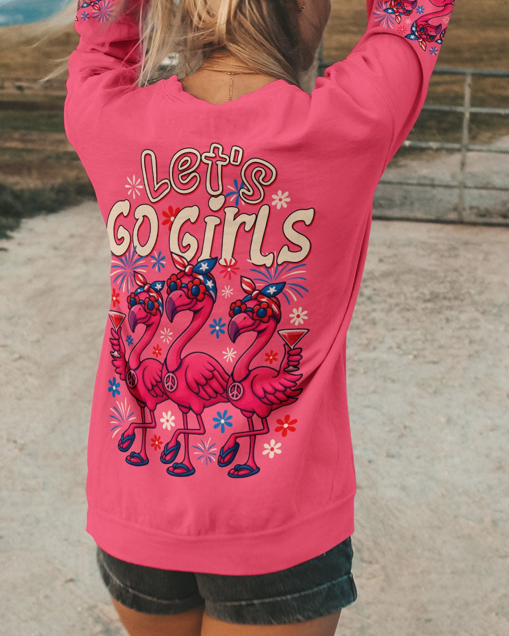LET'S GO GIRLS FLAMINGO ALL OVER PRINT - TYTD3005252