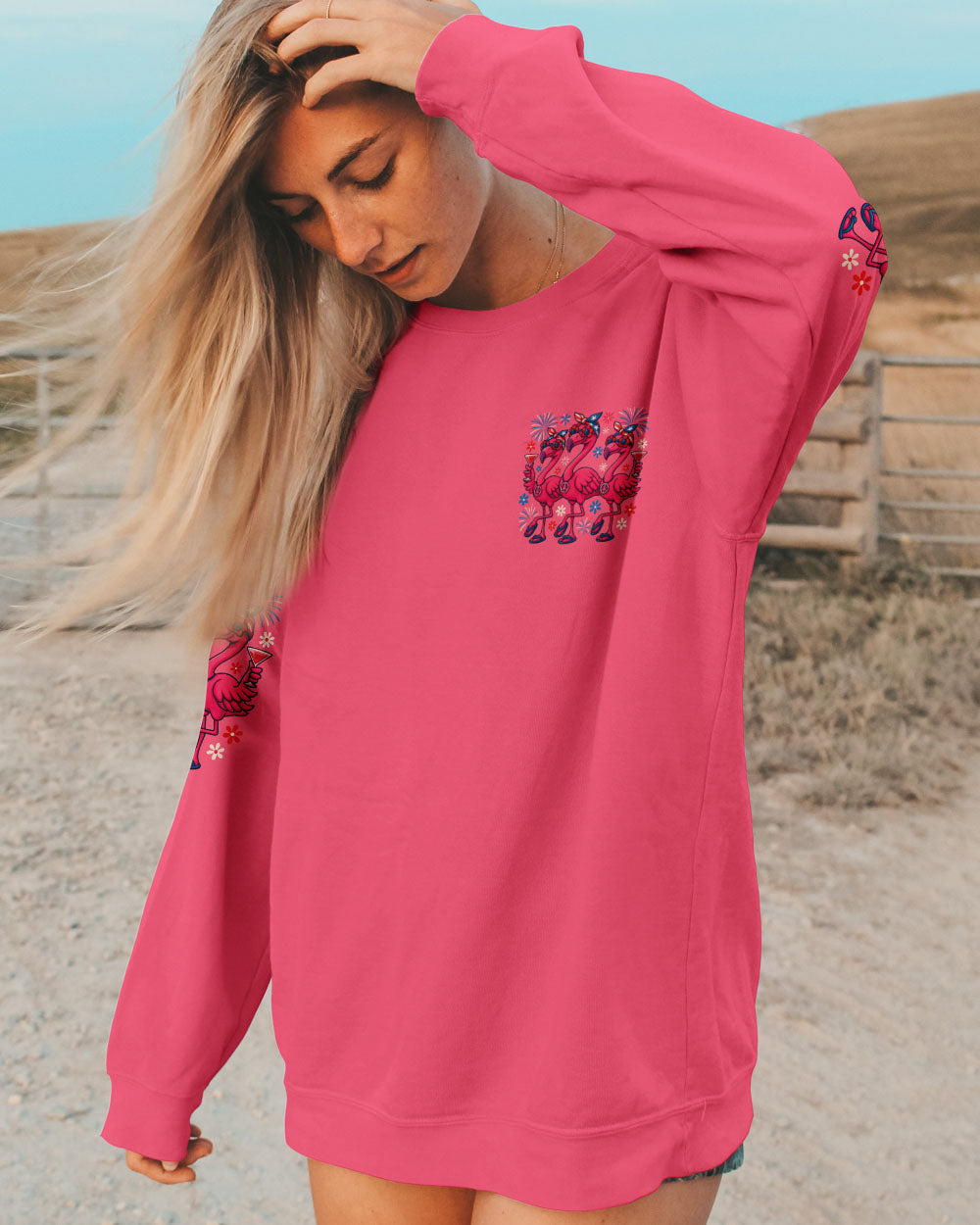LET'S GO GIRLS FLAMINGO ALL OVER PRINT - TYTD3005252