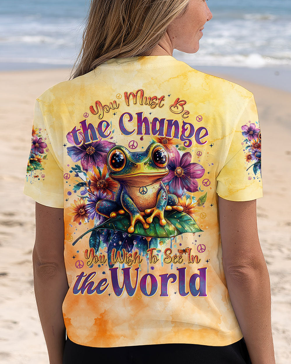 YOU MUST BE THE CHANGE FROG ALL OVER PRINT - TYTD3009243