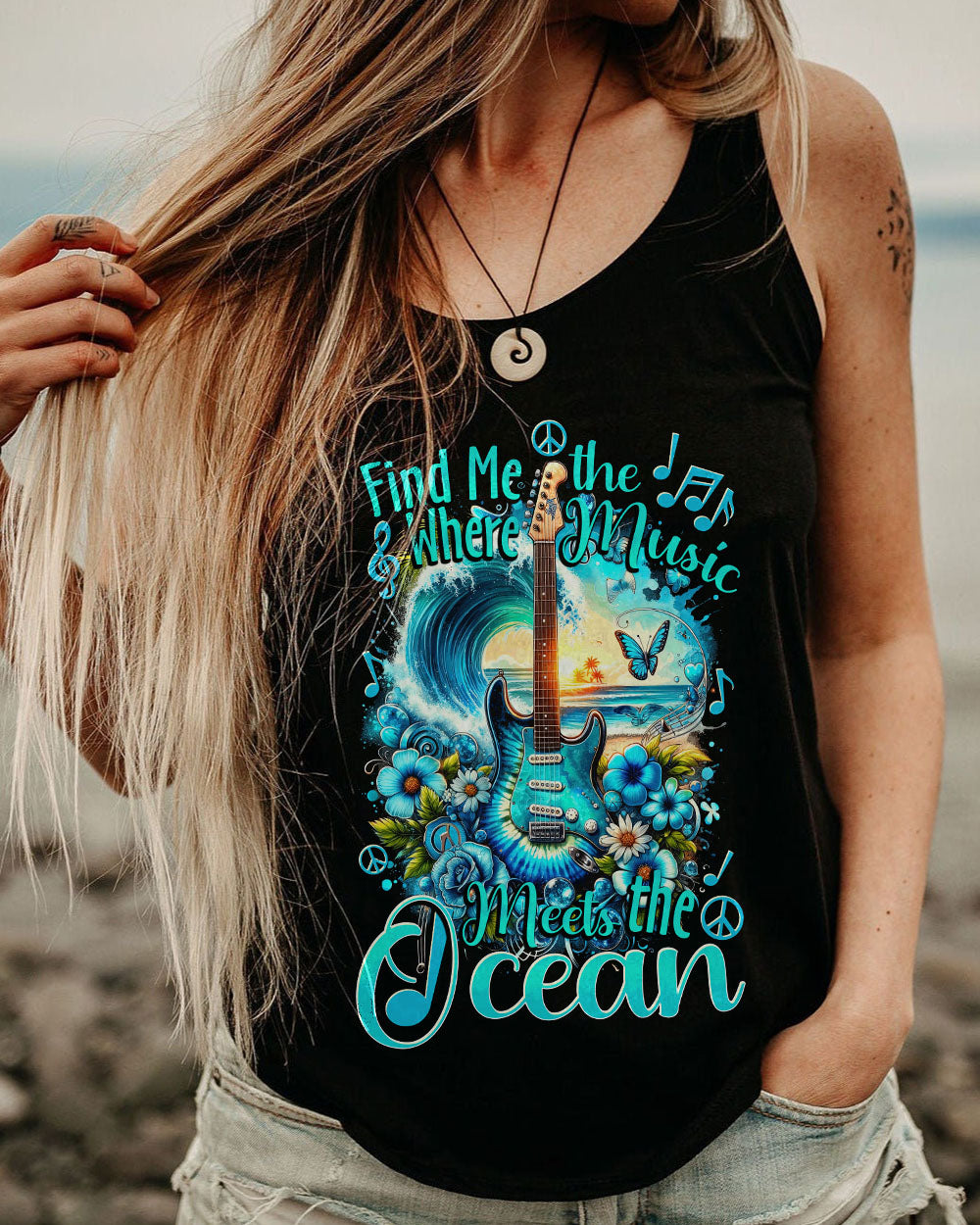 FIND ME WHERE THE MUSIC MEETS THE OCEAN ALL OVER PRINT - TYTD3011232