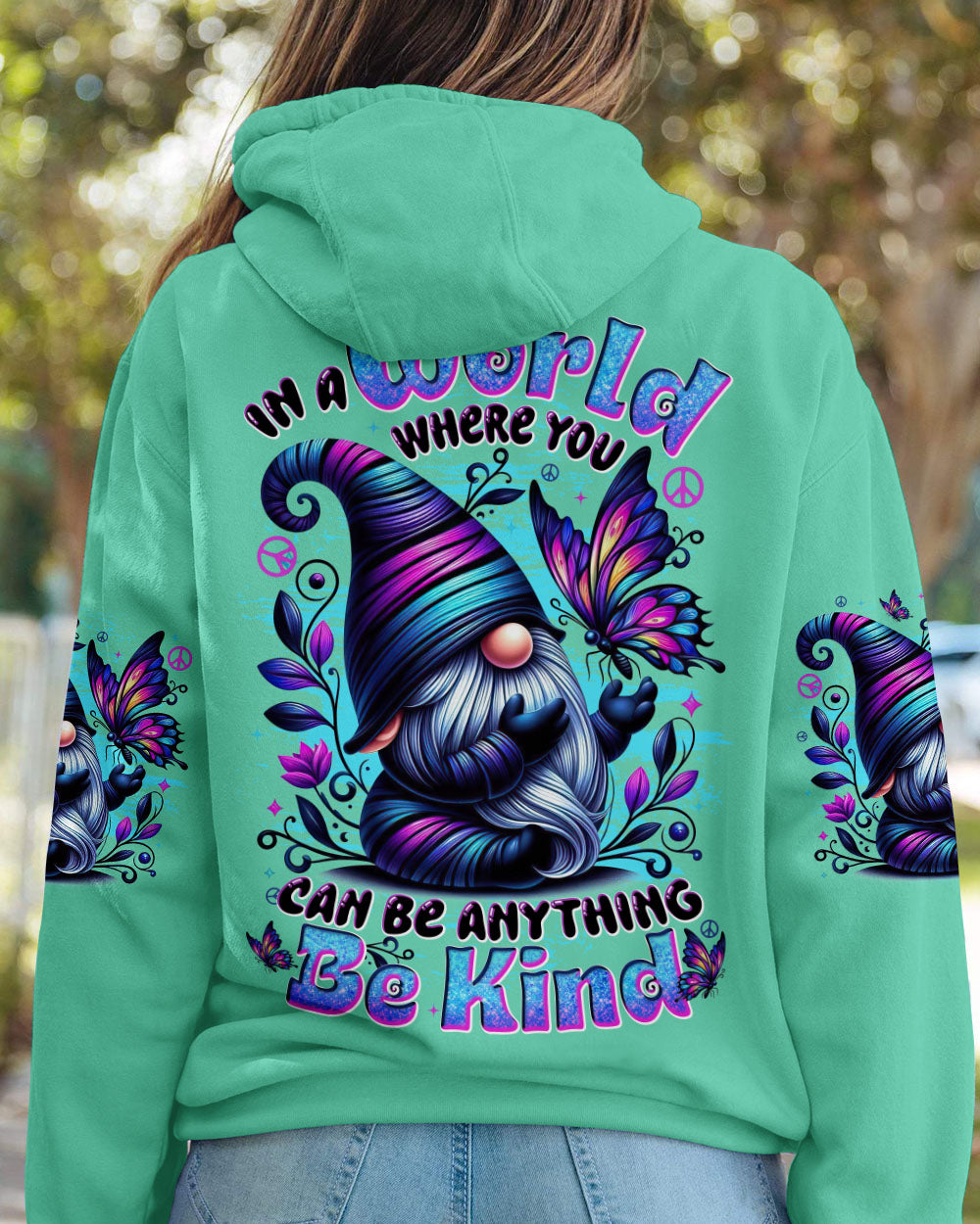 IN A WORLD WHERE YOU CAN BE ANYTHING BE KIND GNOME BUTTERFLY ALL OVER PRINT - TYTD3107251