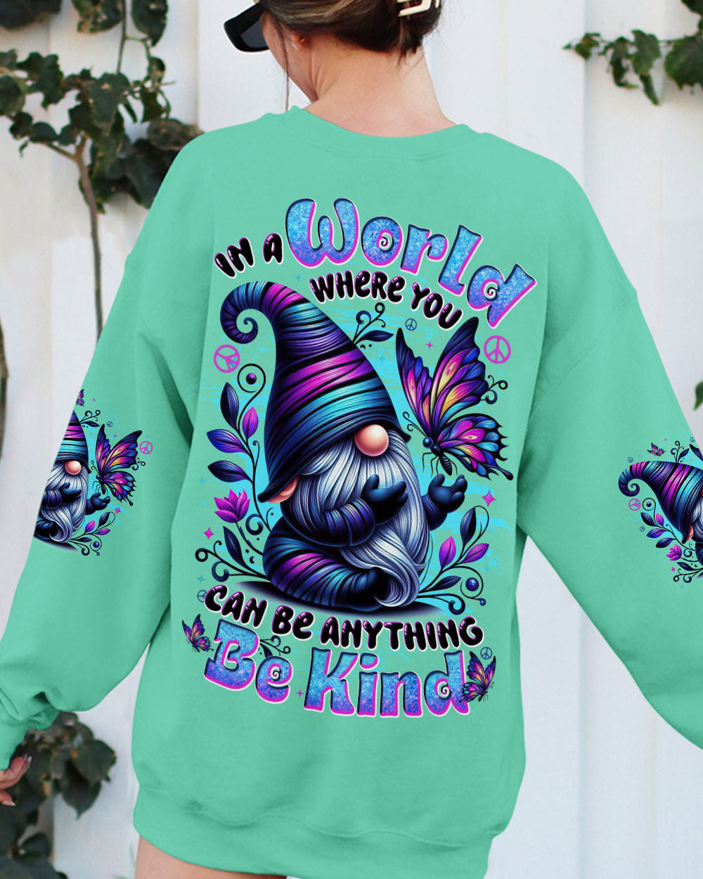 IN A WORLD WHERE YOU CAN BE ANYTHING BE KIND GNOME BUTTERFLY ALL OVER PRINT - TYTD3107251