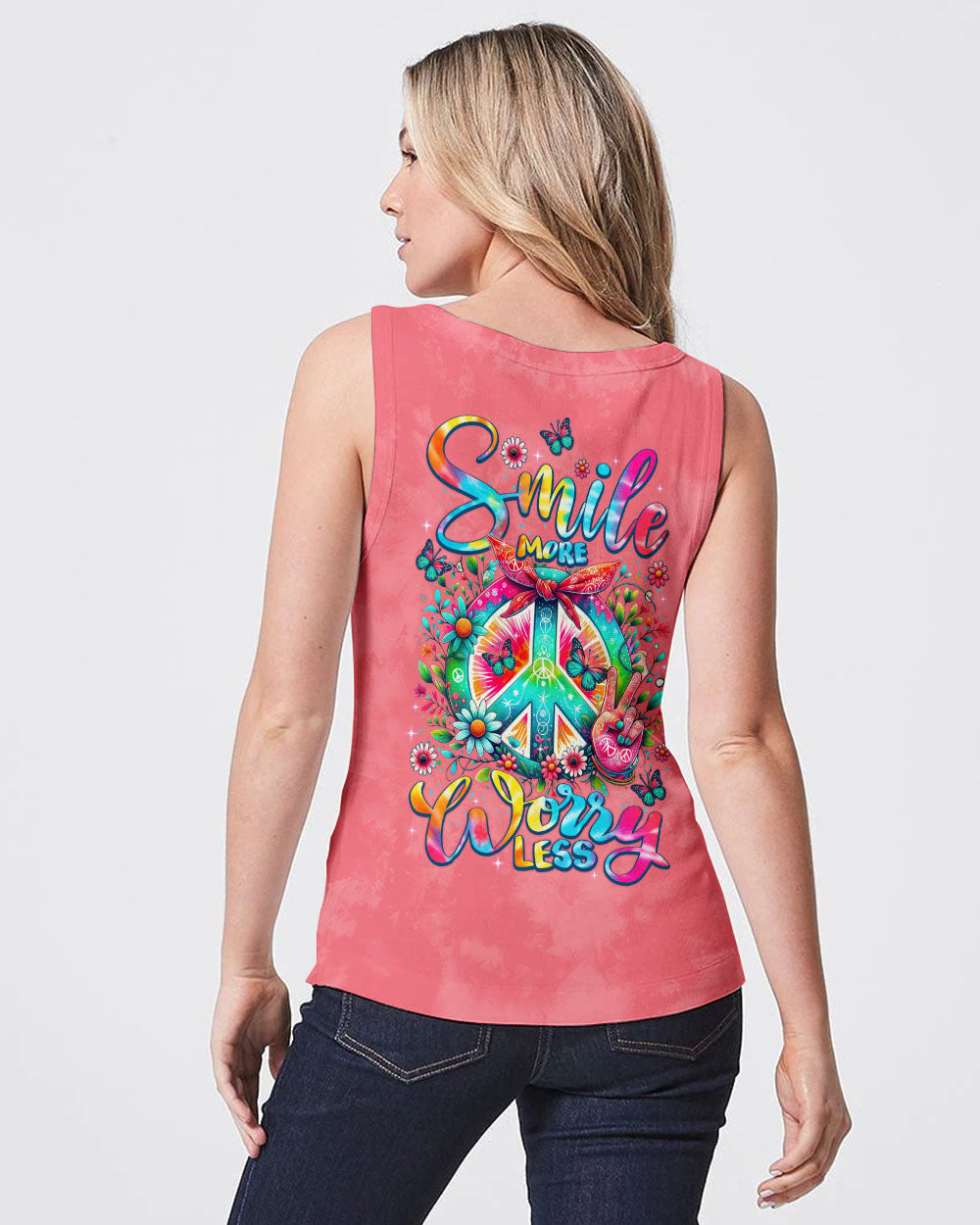 SMILE MORE WORRY LESS PEACE ALL OVER PRINT - TYTM00706242