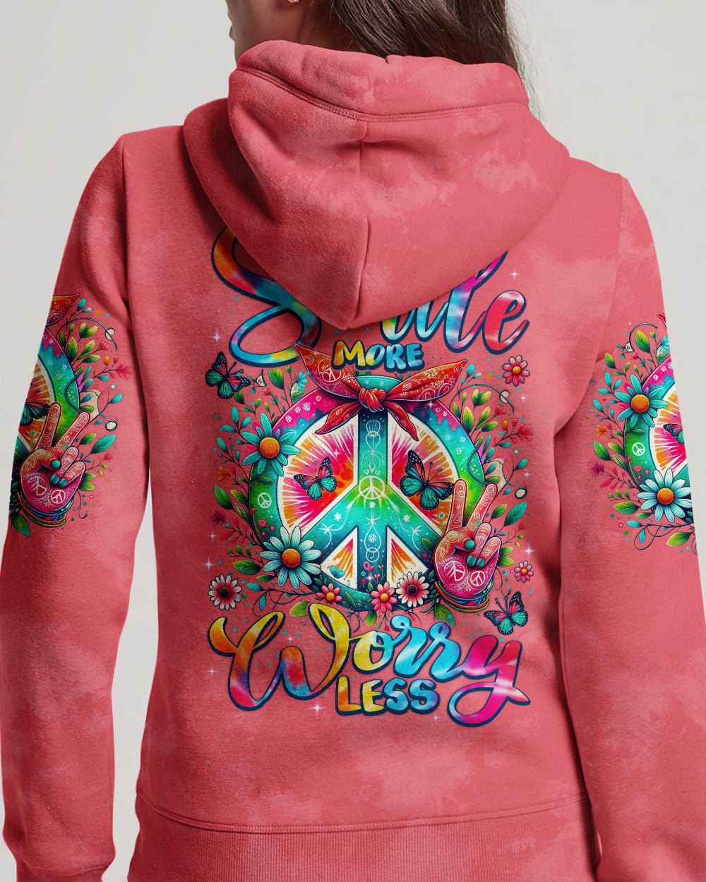 SMILE MORE WORRY LESS PEACE ALL OVER PRINT - TYTM00706242