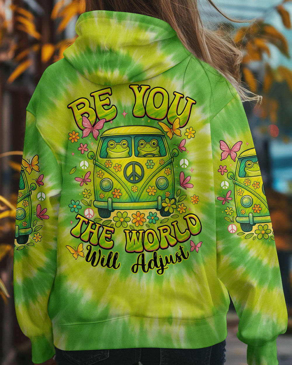 BE YOU THE WORLD WILL ADJUST FROG TIE DYE ALL OVER PRINT - TYTM0104251