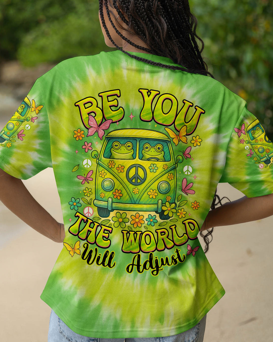 BE YOU THE WORLD WILL ADJUST FROG TIE DYE ALL OVER PRINT - TYTM0104251