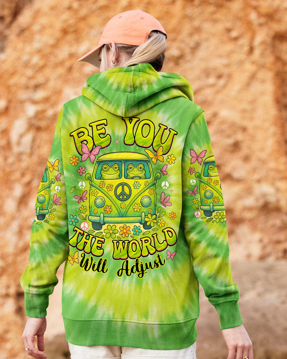 BE YOU THE WORLD WILL ADJUST FROG TIE DYE ALL OVER PRINT - TYTM0104251