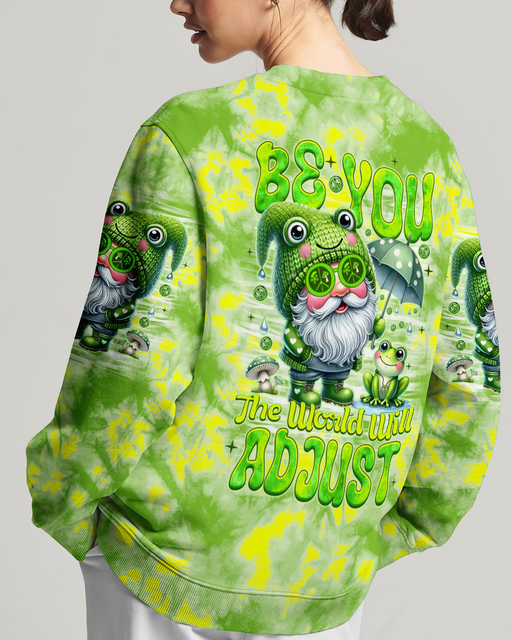 BE YOU THE WORLD WILL ADJUST GNOME FROG ALL OVER PRINT - TYTM0107243
