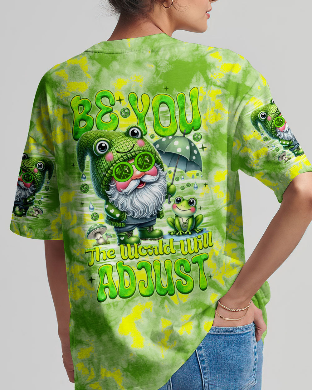 BE YOU THE WORLD WILL ADJUST GNOME FROG ALL OVER PRINT - TYTM0107243