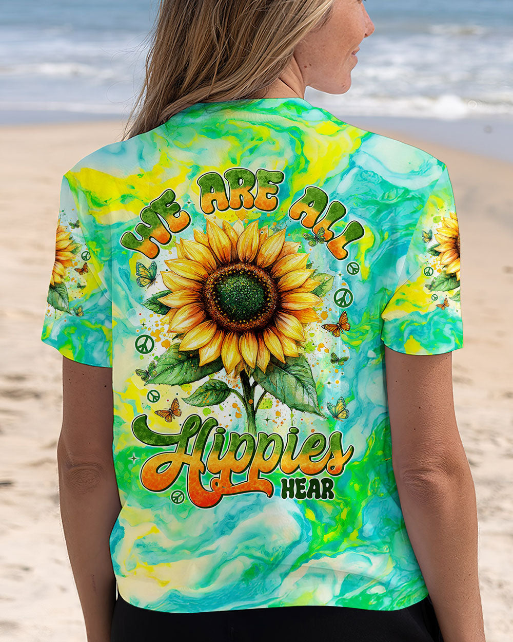 WE ARE ALL HIPPIES HERE SUNFLOWER ALL OVER PRINT - TYTM0201253