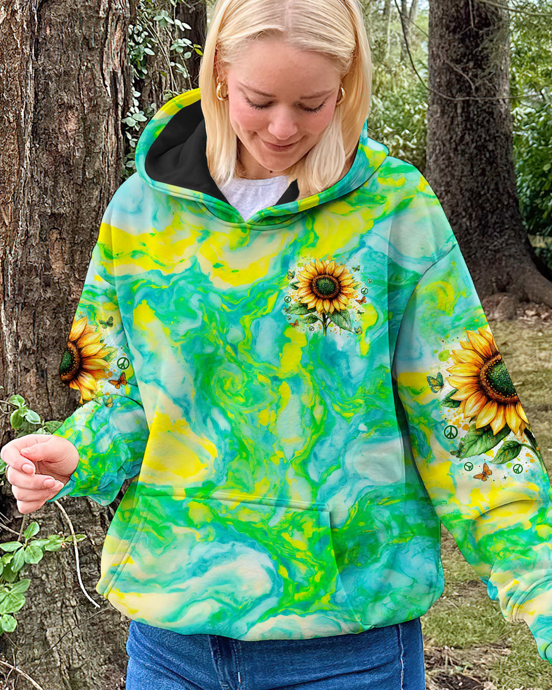 WE ARE ALL HIPPIES HERE SUNFLOWER ALL OVER PRINT - TYTM0201253
