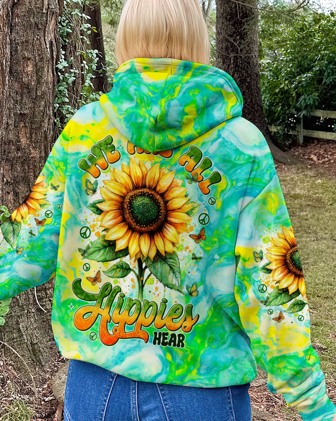 WE ARE ALL HIPPIES HERE SUNFLOWER ALL OVER PRINT - TYTM0201253