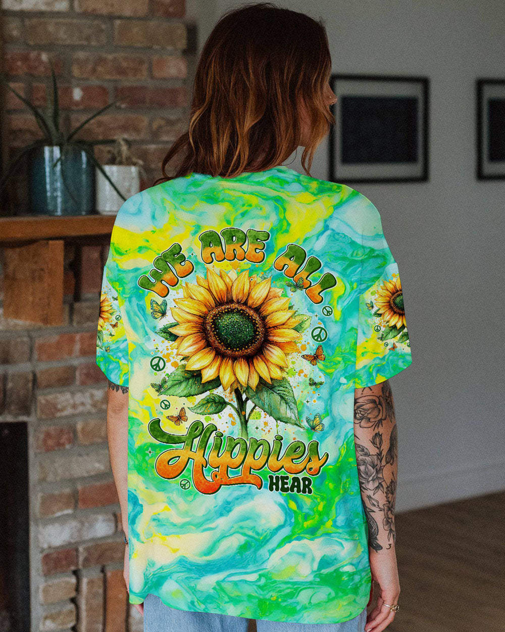 WE ARE ALL HIPPIES HERE SUNFLOWER ALL OVER PRINT - TYTM0201253