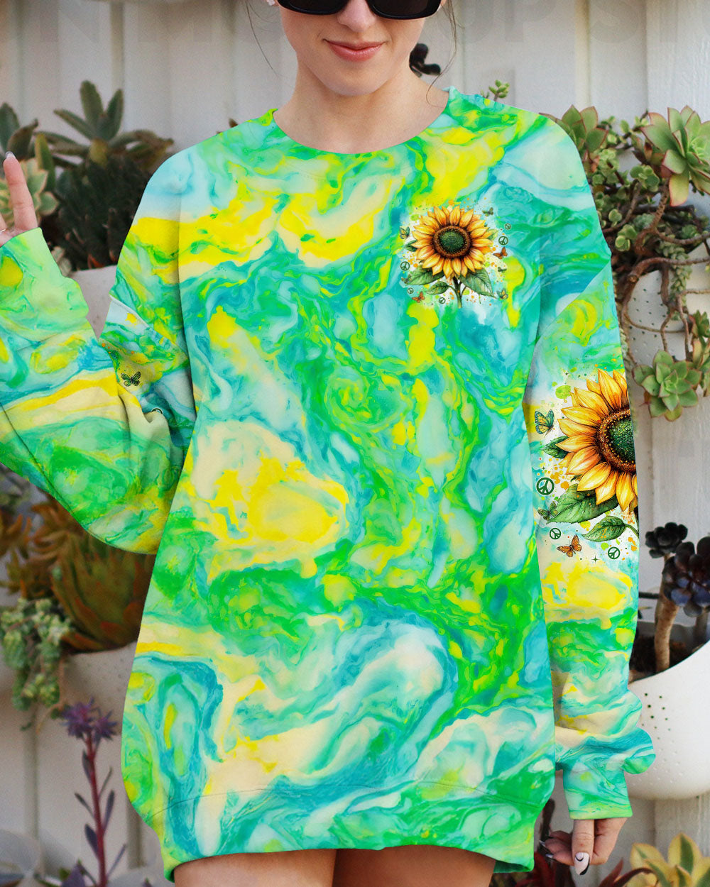 WE ARE ALL HIPPIES HERE SUNFLOWER ALL OVER PRINT - TYTM0201253