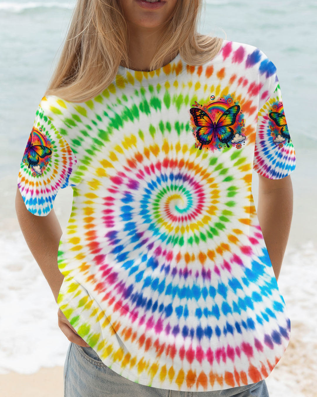IN A WORLD WHERE YOU CAN BE ANYTHING BE KIND BUTTERFLY TIE DYE ALL OVER PRINT - TYTM0206254