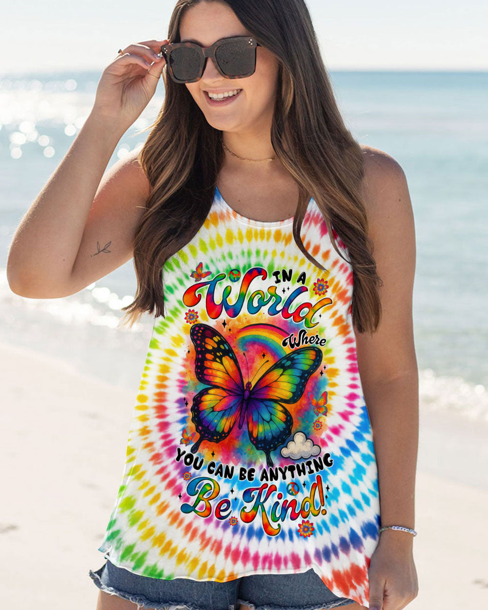 IN A WORLD WHERE YOU CAN BE ANYTHING BE KIND BUTTERFLY TIE DYE ALL OVER PRINT - TYTM0206254