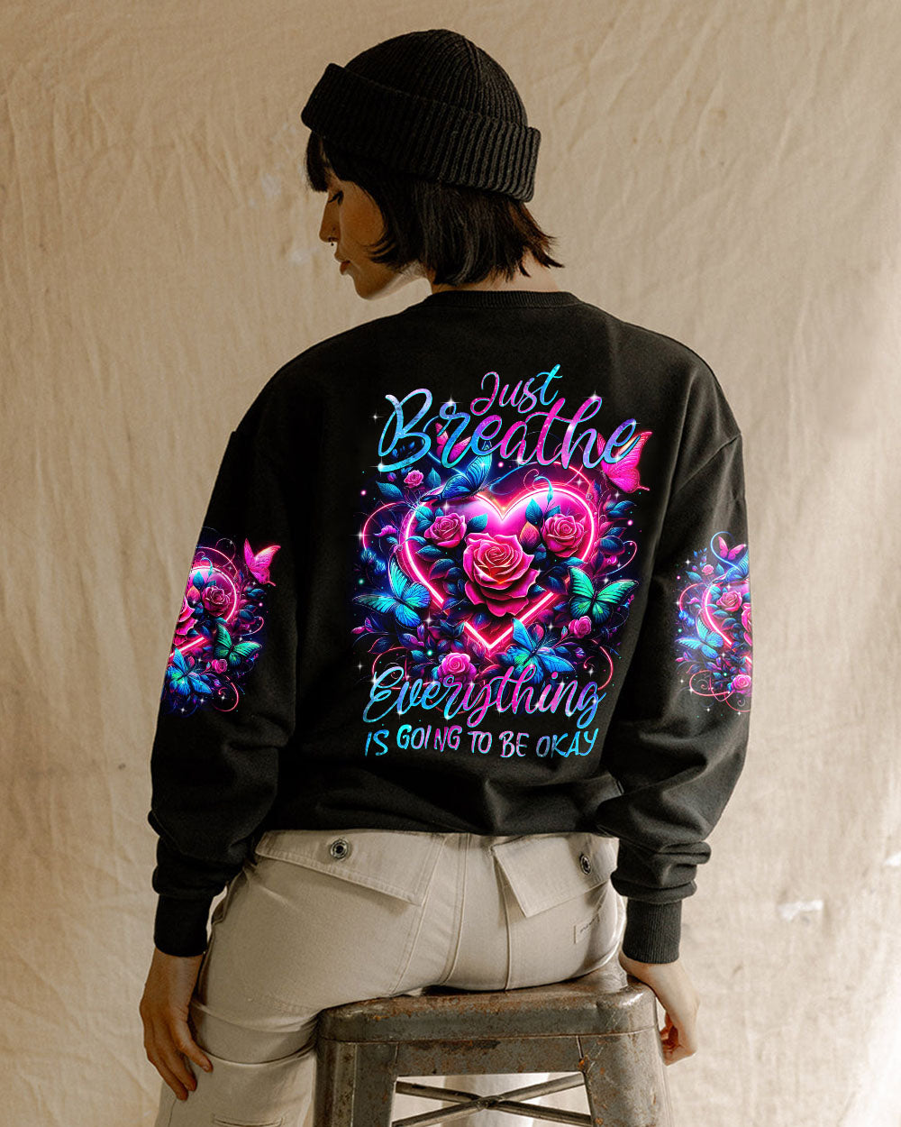 JUST BREATHE BUTTERFLIES HEART ALL OVER PRINT - TYTM0305245