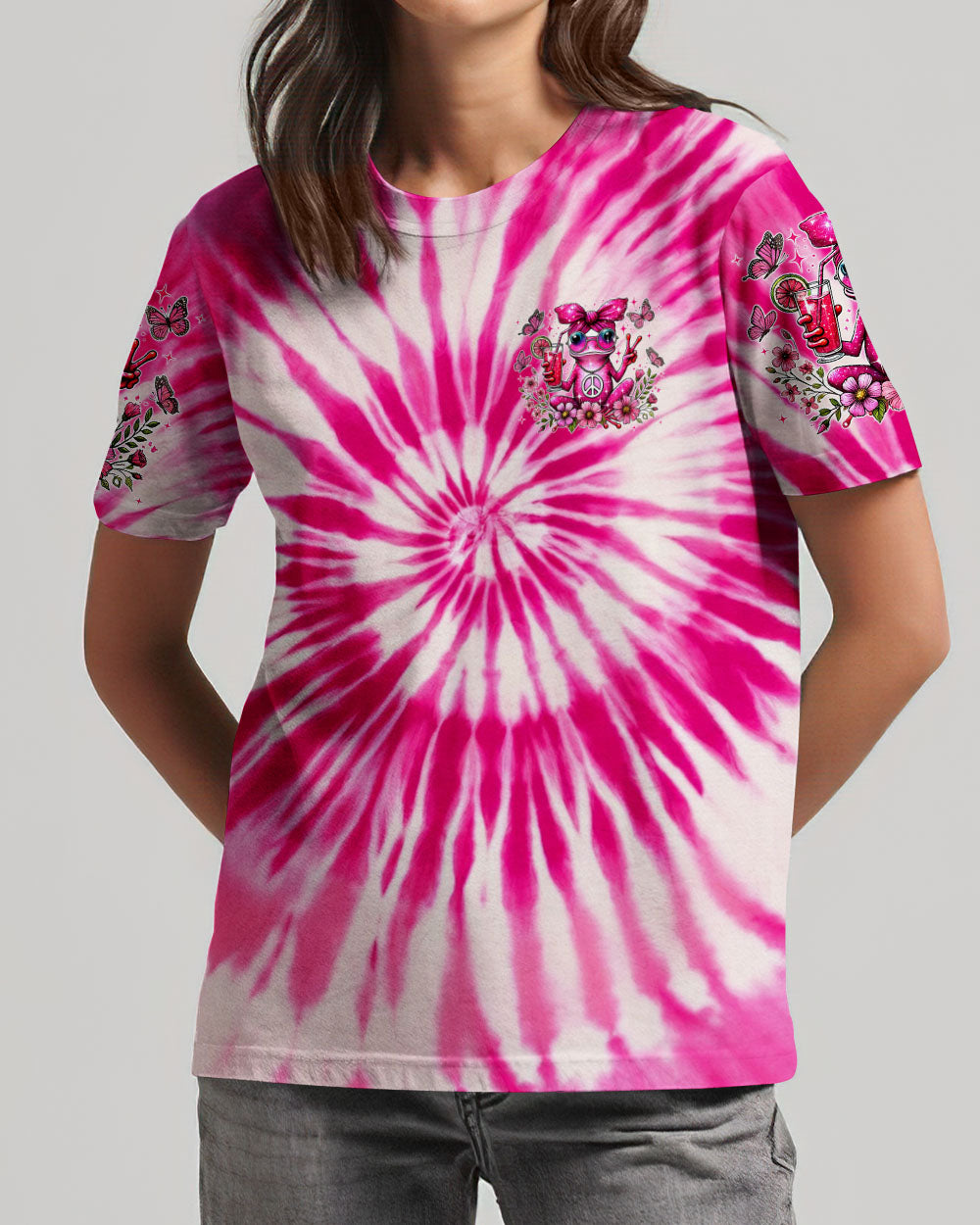 PRETTY IN PINK FROG TIE DYE ALL OVER PRINT - TYTM0307244