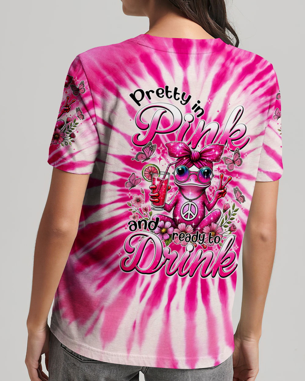 PRETTY IN PINK FROG TIE DYE ALL OVER PRINT - TYTM0307244