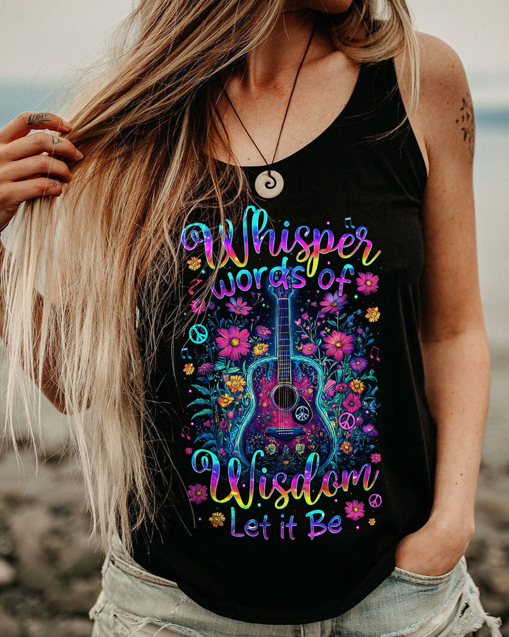 WHISPER WORDS OF WISDOM LET IT BE GUITAR FLOWERS ALL OVER PRINT - TYTM0312244
