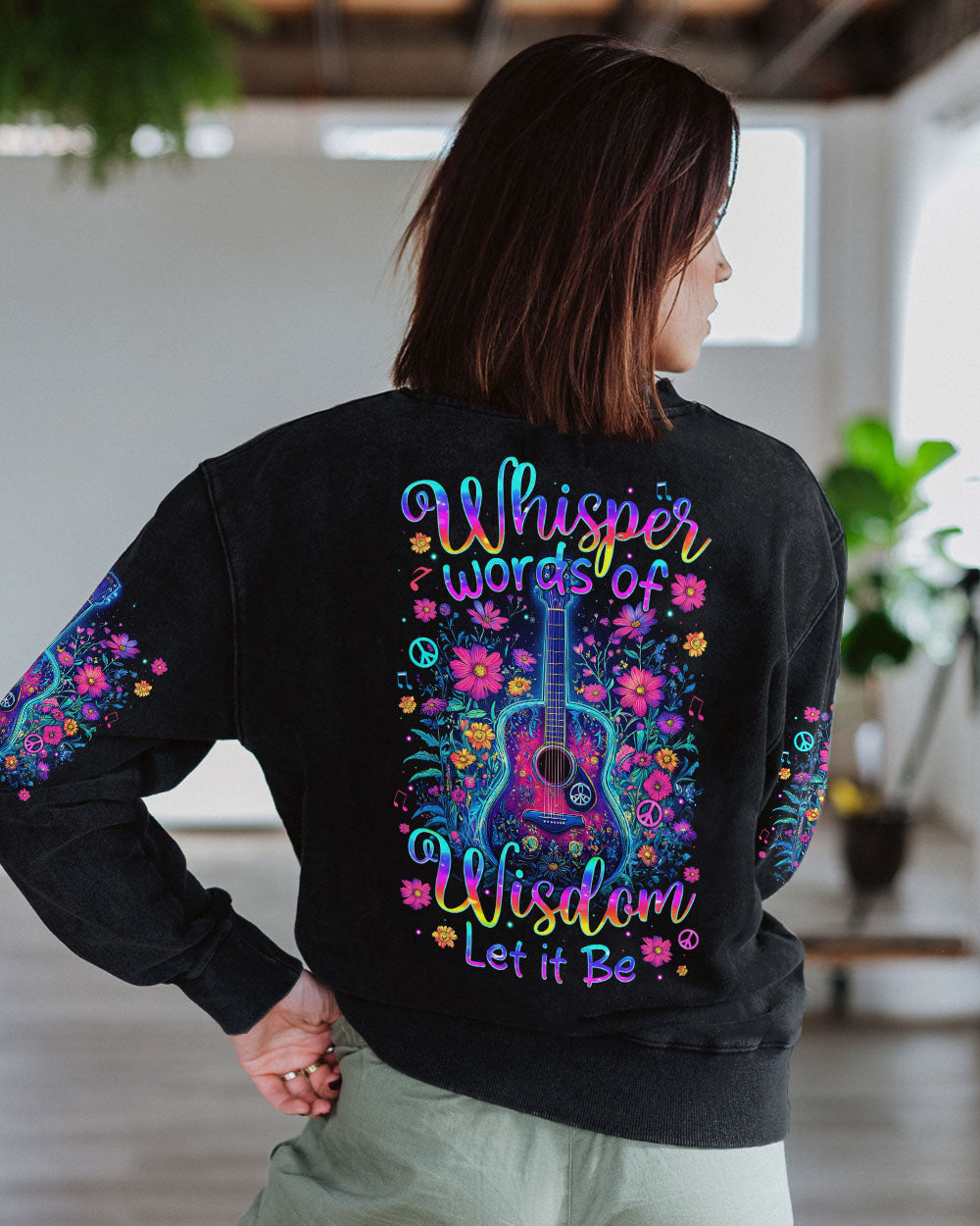 WHISPER WORDS OF WISDOM LET IT BE GUITAR FLOWERS ALL OVER PRINT - TYTM0312244