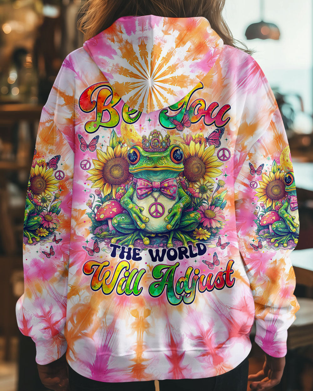 BE YOU THE WORLD WILL ADJUST FROG TIE DYE ALL OVER PRINT - TYTM0401251
