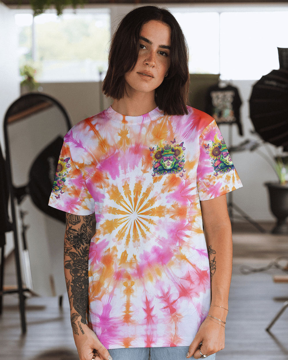 BE YOU THE WORLD WILL ADJUST FROG TIE DYE ALL OVER PRINT - TYTM0401251