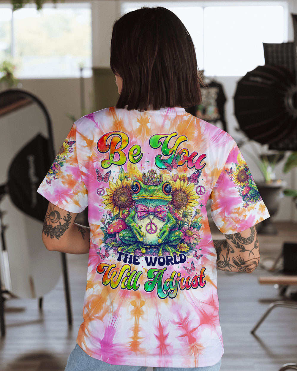 BE YOU THE WORLD WILL ADJUST FROG TIE DYE ALL OVER PRINT - TYTM0401251
