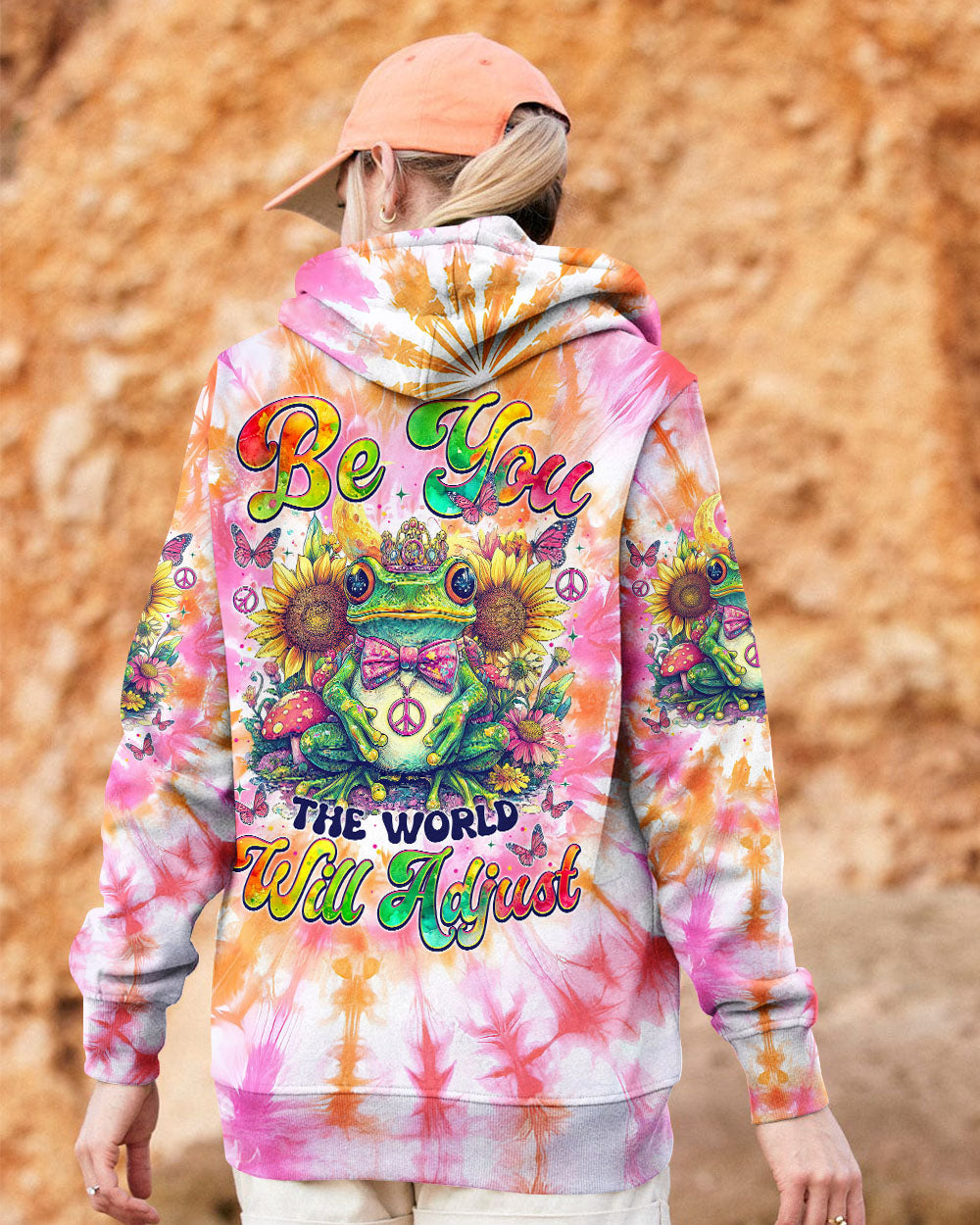 BE YOU THE WORLD WILL ADJUST FROG TIE DYE ALL OVER PRINT - TYTM0401251