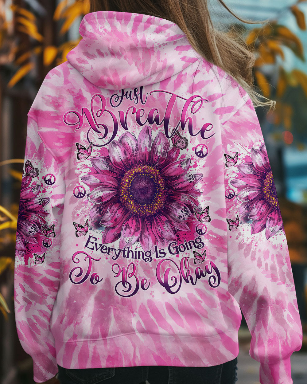 JUST BREATHE SUNFLOWER TIE DYE ALL OVER PRINT - TYTM0401254